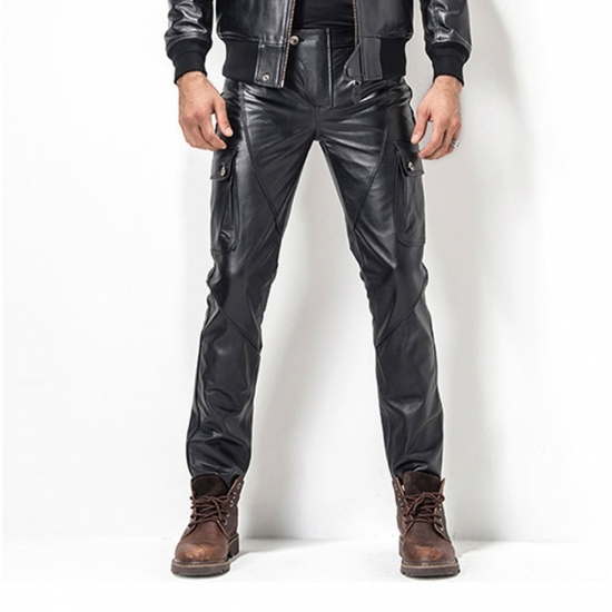 Men Leather Chinno Trouser