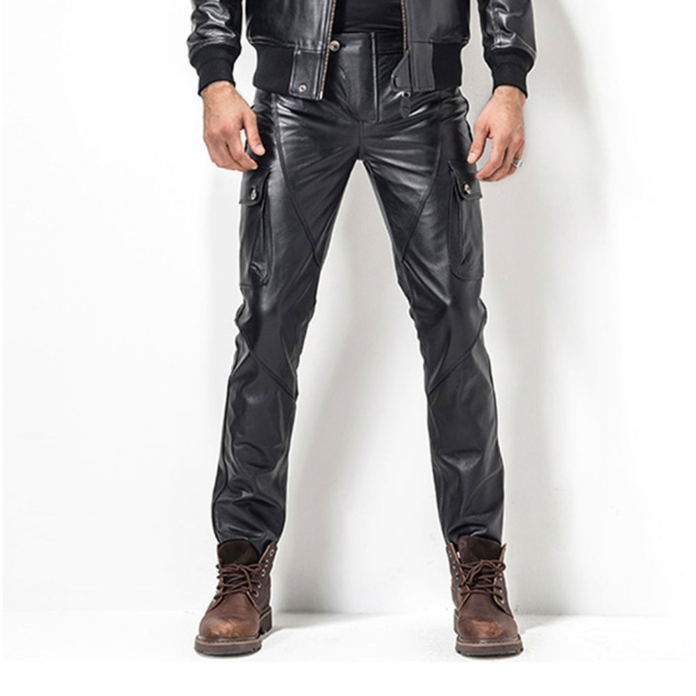 Men Leather Chinno Trouser