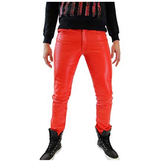 Men Leather Chinno Trouser