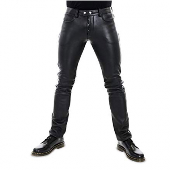Men Leather Chinno Trouser