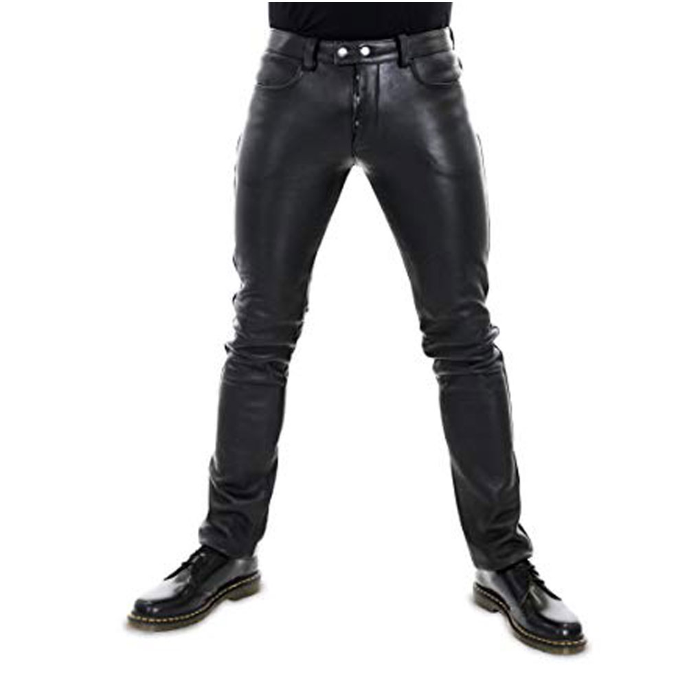 Men Leather Chinno Trouser