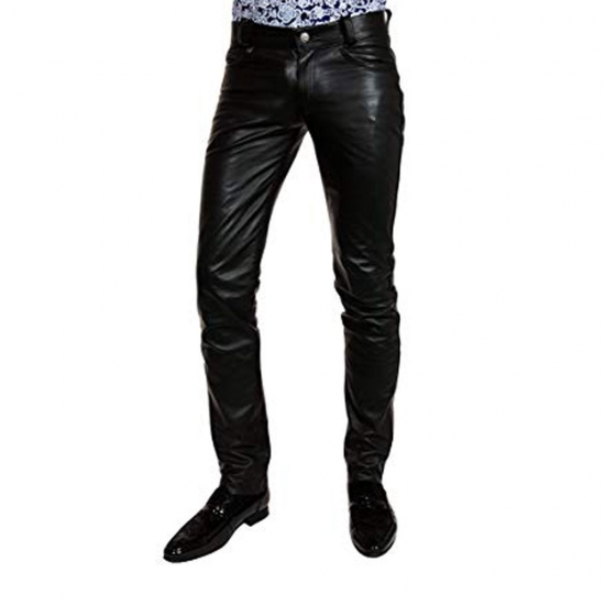 Men Leather Chinno Trouser