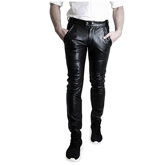 Men Leather Chinno Trouser