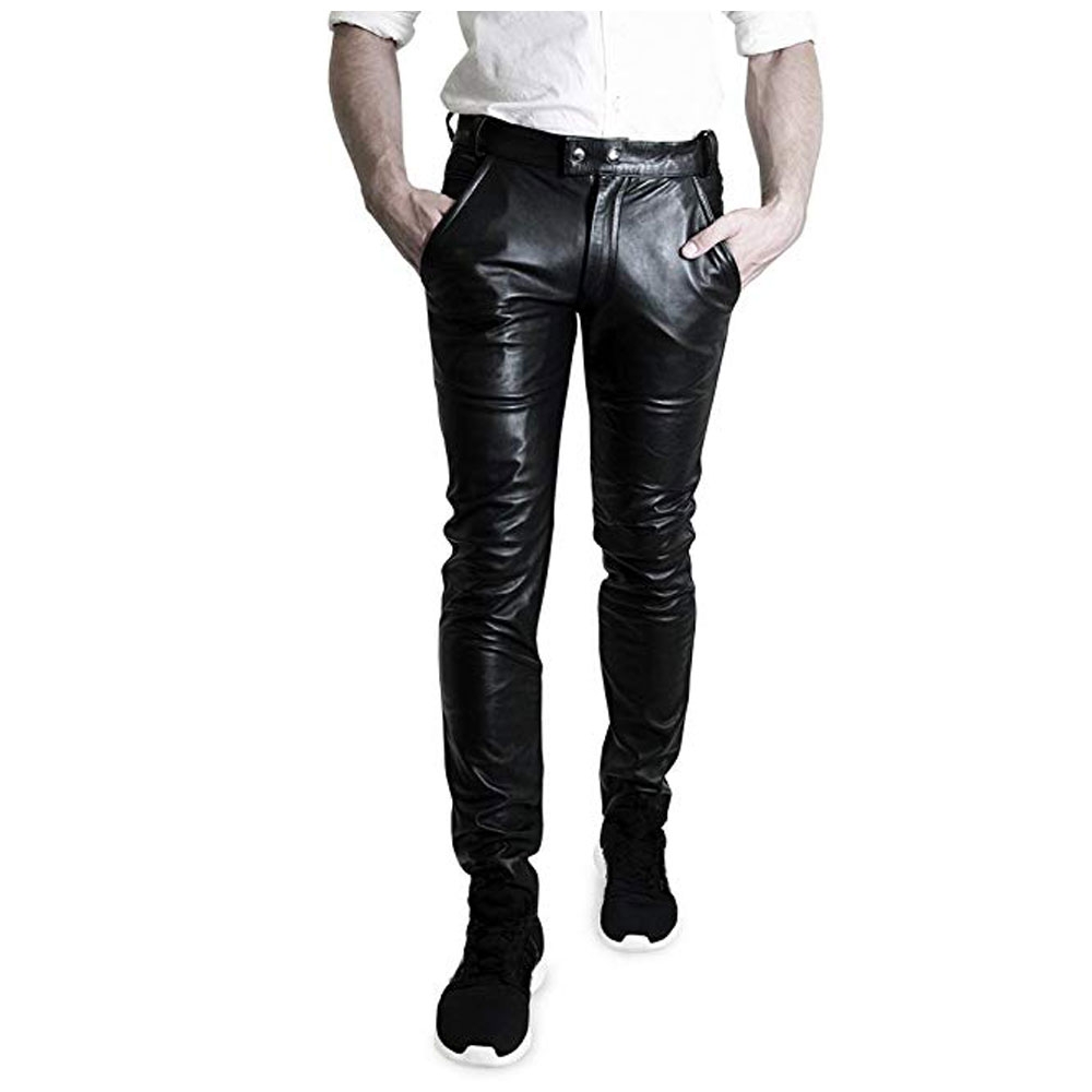 Men Leather Chinno Trouser